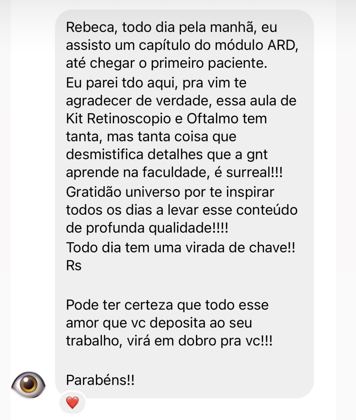 Depoimento de aluno