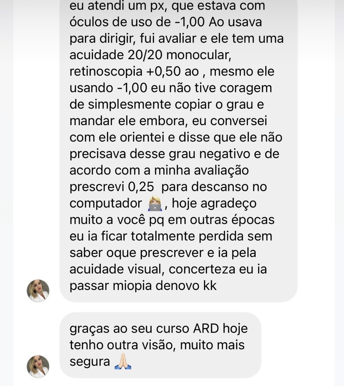Depoimento de aluno